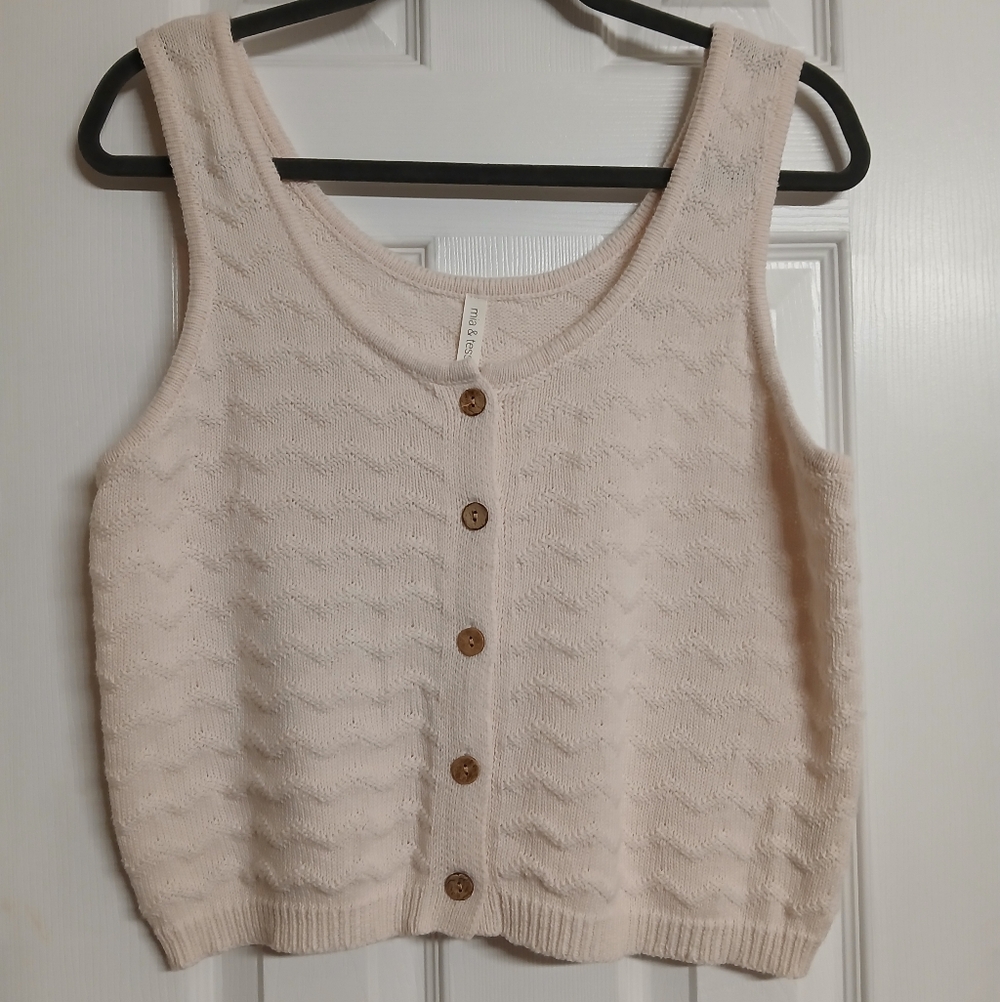 MIA & TESS Light Pink Knit Button-Up Tank Top - Size L